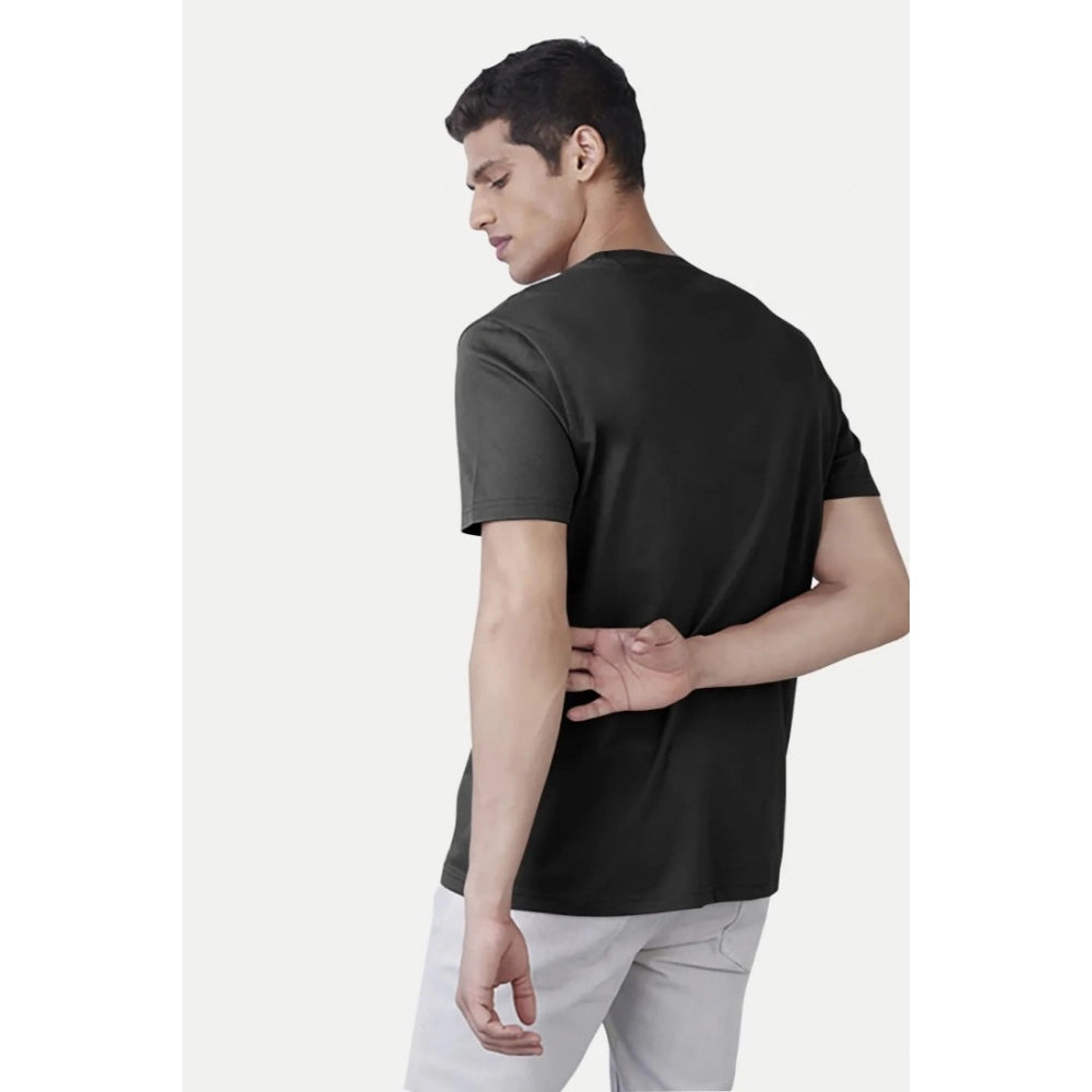 Generic Men's Casual Half sleeve Printed Cotton Round Neck T-shirt (Dark Grey)