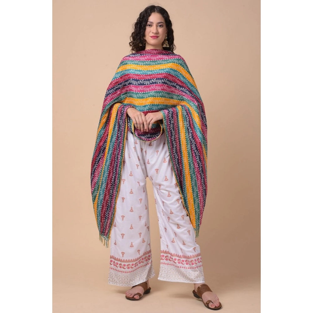 Generic Women's Chanderi Printed Dupatta (Multicolor, Length: 2.25 to 2.50 Mtr)
