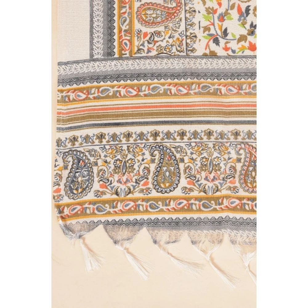 Generic Women's Art Silk Printed Dupatta (White, Length: 2.25 to 2.50 Mtr)