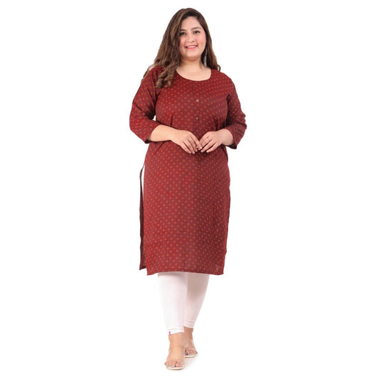 Generic Women's Office wear Bandhni Printed Capsule Straight Kurti (Maroon)