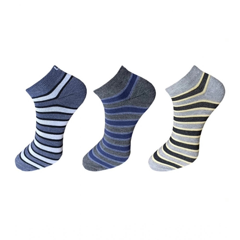 Generic 3_Pair Set Unisex Casual Cotton Striped Ankle Length Socks (Multicolor)