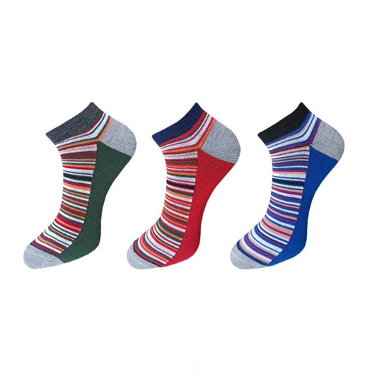 Generic 3_Pair Set Unisex Casual Cotton Striped Ankle Length Socks (Multicolor)