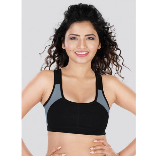 Dermawear SB-1101 Women's 4D Stretch Sports Bra (Black-Grey)