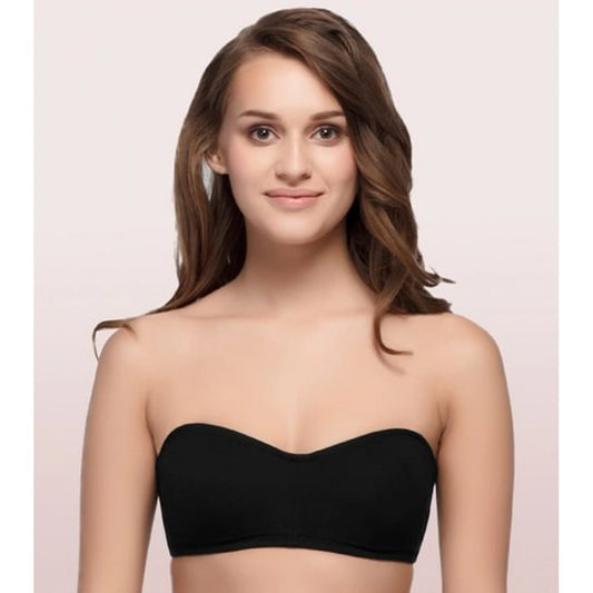 Enamor A019 Women's Cotton Strapless Bra (Black)