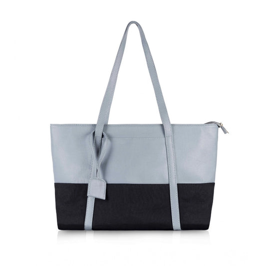 Generic Women's Faux Leather Large Shoulder Zipper Handbag (Light Blue)