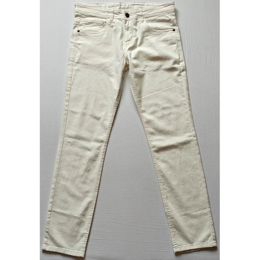 Generic Men's Cotton Blended Solid Classic Fit Jeans (Beige)