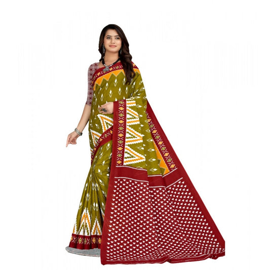 Generic Women's Soft Pure Cotton Printed Saree With Unstitched Blouse 5.5Mtr (Multicolor)