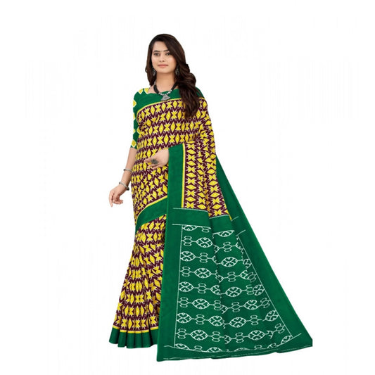 Generic Women's Soft Pure Cotton Printed Saree With Unstitched Blouse 5.5Mtr (Multicolor)